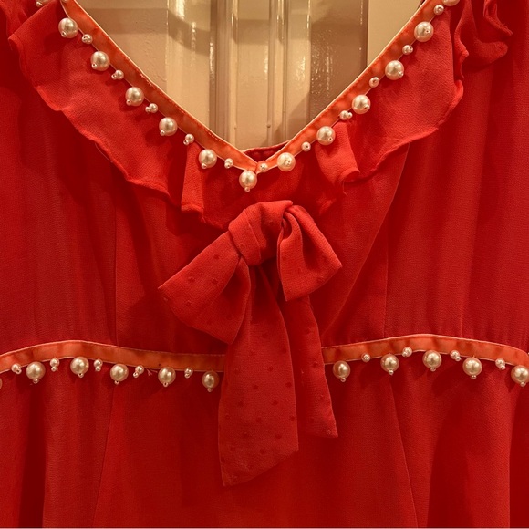 For Love & Lemons Marquee Pearl Ruffles Embellished bow tie mini dress - Picture 3 of 6
